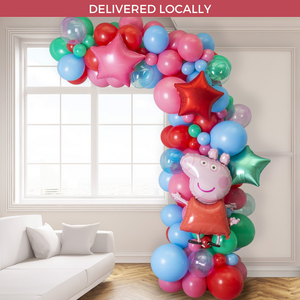 Peppa Pig Party Asymmetric Balloon Arch