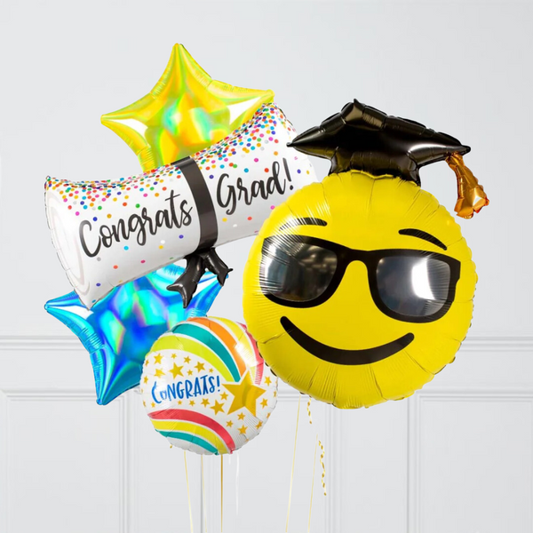 Congrats Grad Neon Inflated Balloon Bunch