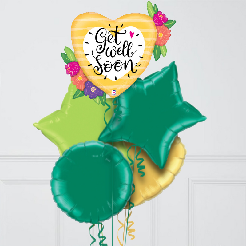 Get Well Soon Flowers Inflated Foil Balloon Bunch