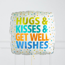 Hugs, Kisses & Well Wishes Rainbow Hearts Inflated Foil Balloon Bunch