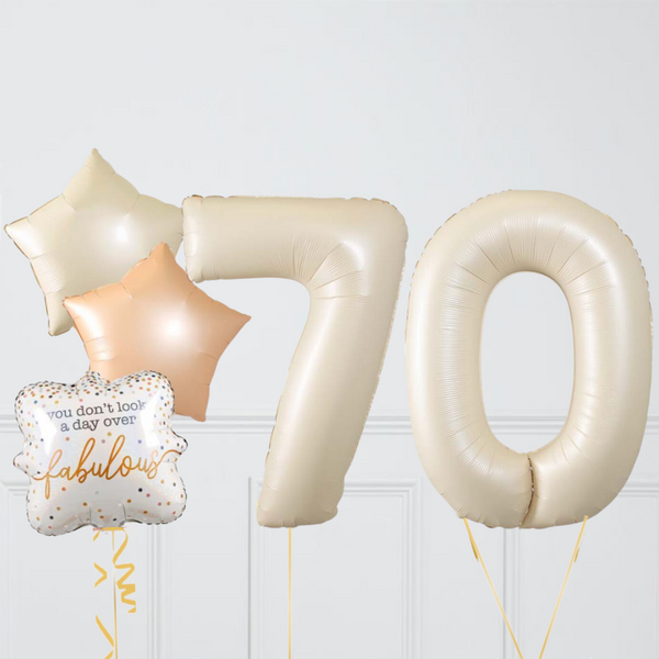 Inflated Fabulous Cream Birthday Balloon Numbers