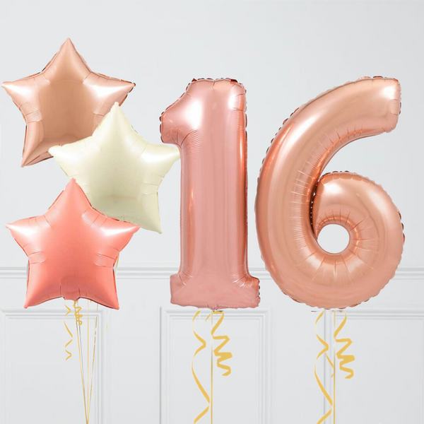 Inflated Rose Gold Pastel Birthday Balloon Numbers