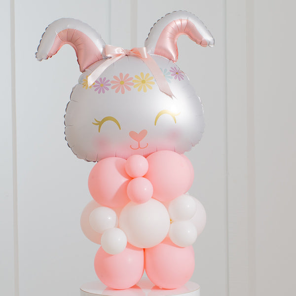 Boho Easter Bunny Pink Inflated Balloon Stack