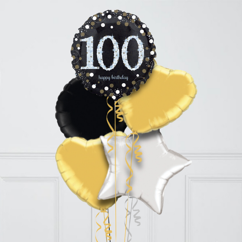 100th Birthday Elegant Sparkles Foil Balloon Bunch