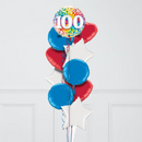 100th Birthday Rainbow Confetti Inflated Foil Balloon Bunch