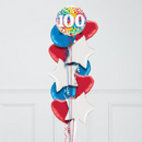 100th Birthday Rainbow Confetti Inflated Foil Balloon Bunch