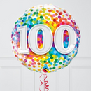 100th Birthday Rainbow Confetti Inflated Foil Balloon Bunch