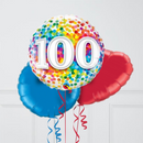 100th Birthday Rainbow Confetti Inflated Foil Balloon Bunch