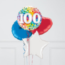 100th Birthday Rainbow Confetti Inflated Foil Balloon Bunch