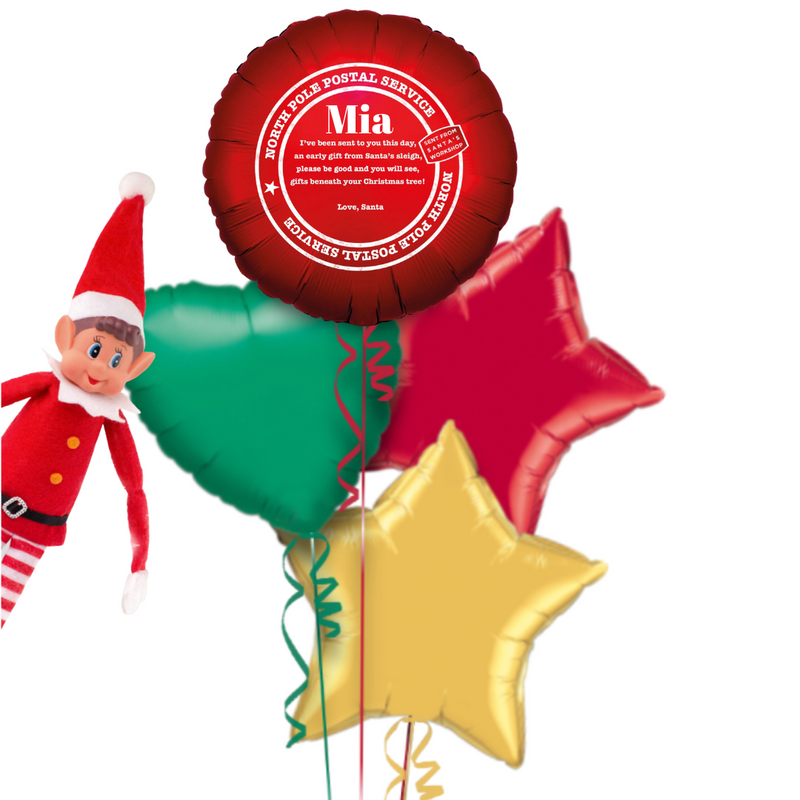 Elf Toy and Personalised Balloon