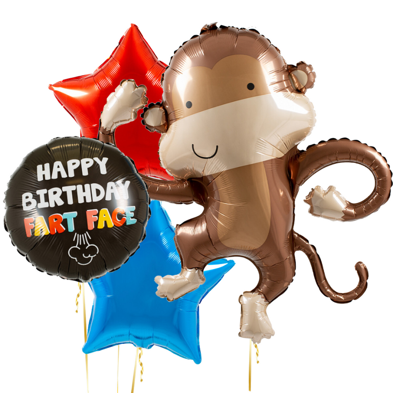 Monkey Fart Face Inflated Balloon Bouquet