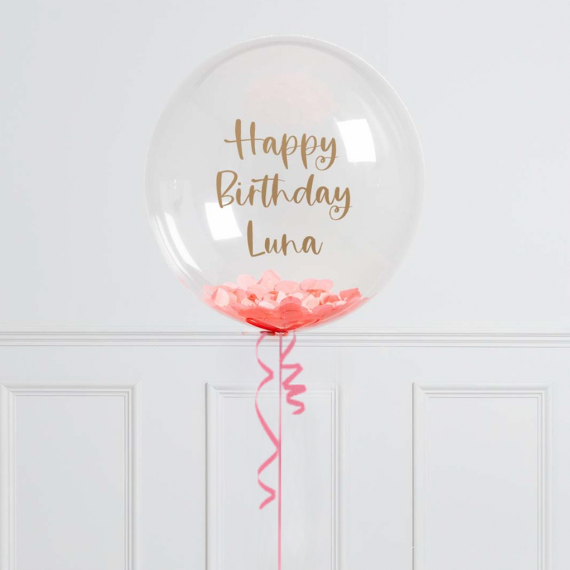 Personalised Peach Tassel Confetti Bubble Balloon