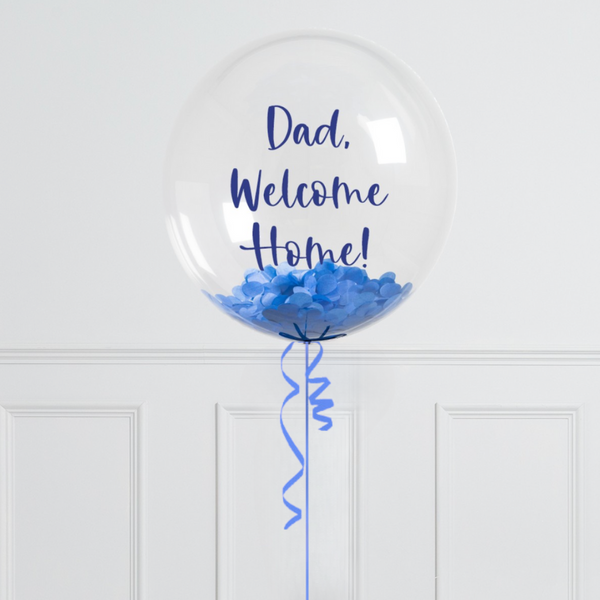 Personalised Blue Home Confetti Bubble Balloon