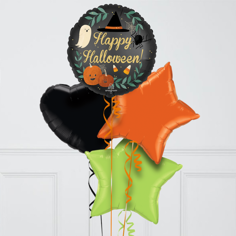 Happy Halloween Cute Pumpkins Foil Balloon Bunch