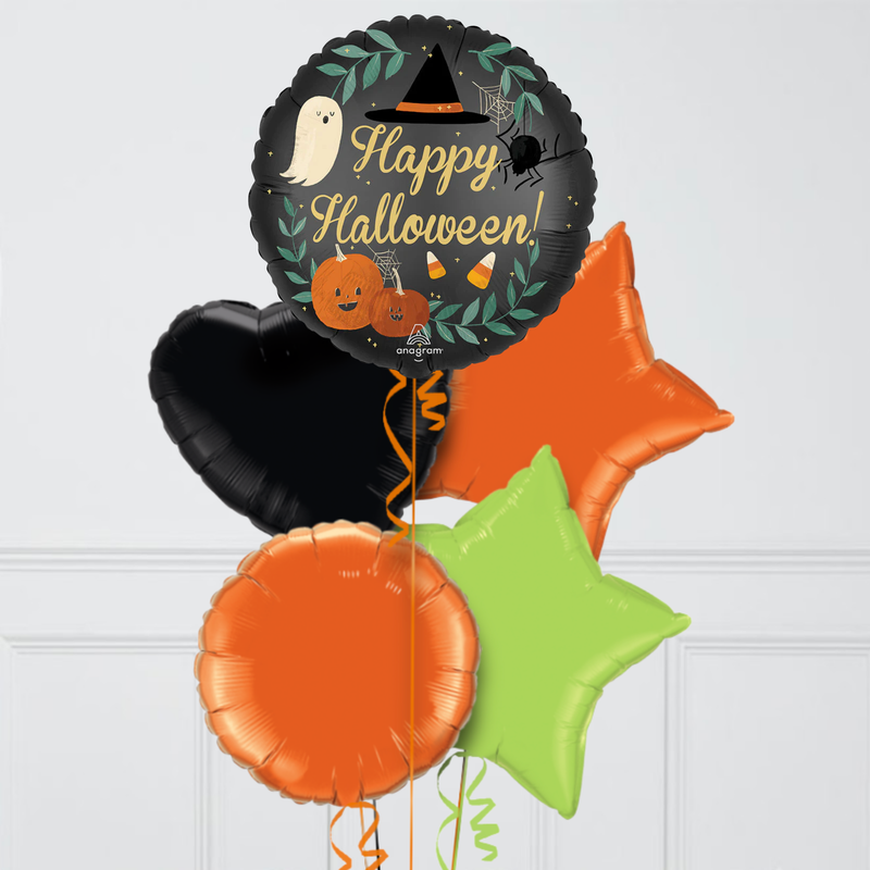 Happy Halloween Cute Pumpkins Foil Balloon Bunch
