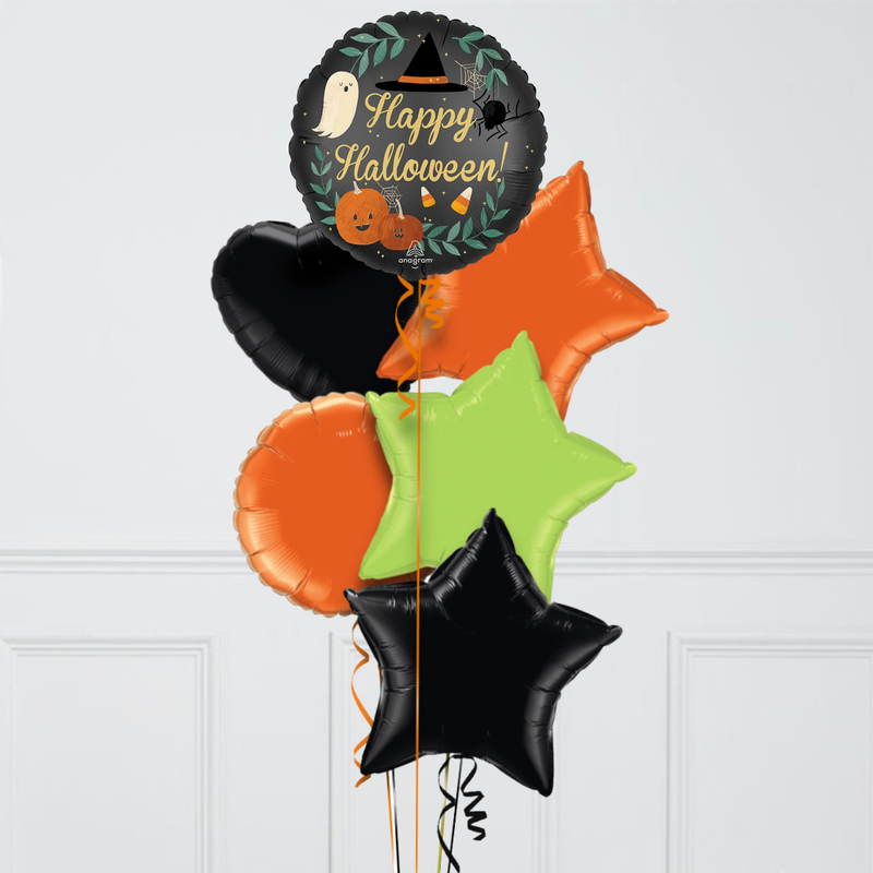 Happy Halloween Cute Pumpkins Foil Balloon Bunch