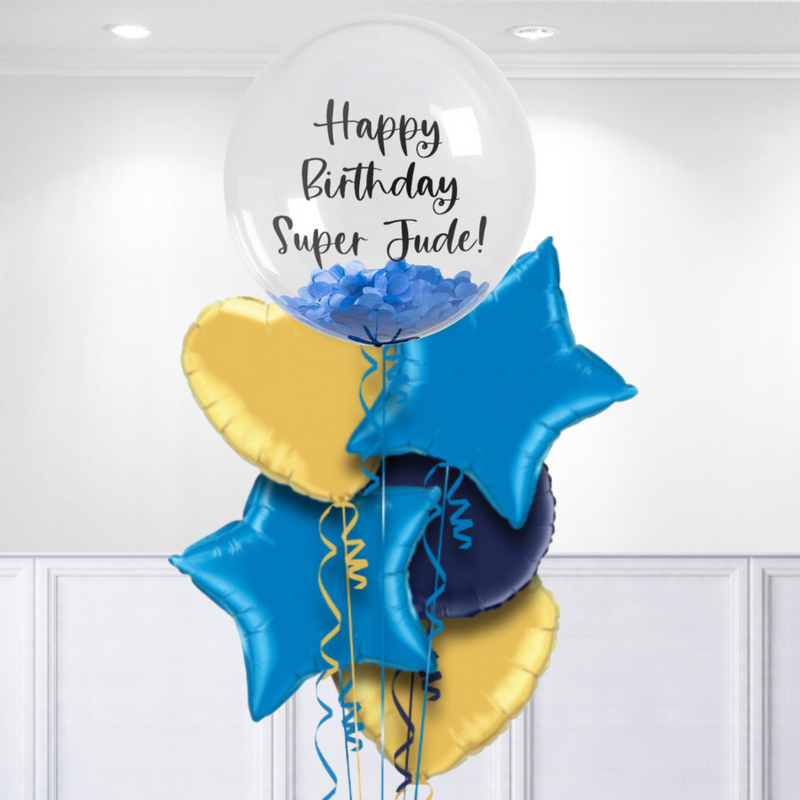 Personalised Blue Bubble Balloon Bunch