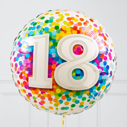 18th Birthday Rainbow Confetti Inflated Foil Balloon Bunch