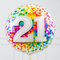 21st Birthday Rainbow Confetti Inflated Foil Balloon Bunch