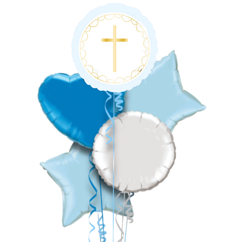 gold cross confirmation balloon bouquet 