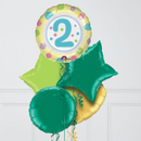 2nd Birthday Green Dots Inflated Foil Balloon Bunch