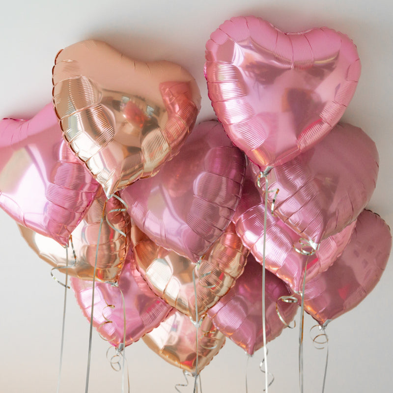 Rose Gold Blush Heart Foil Helium Ceiling Balloons