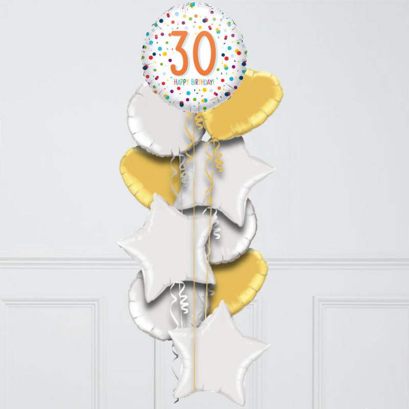 30th Birthday Colourful Foil Balloon Bunch
