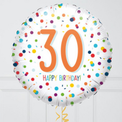 30th Birthday Colourful Foil Balloon Bunch