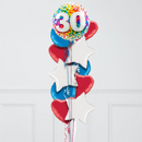 30th Birthday Rainbow Confetti Inflated Foil Balloon Bunch