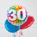 30th Birthday Rainbow Confetti Inflated Foil Balloon Bunch