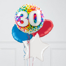 30th Birthday Rainbow Confetti Inflated Foil Balloon Bunch