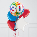 30th Birthday Rainbow Confetti Inflated Foil Balloon Bunch