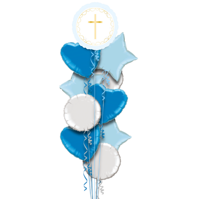 gold cross confirmation balloon bouquet 