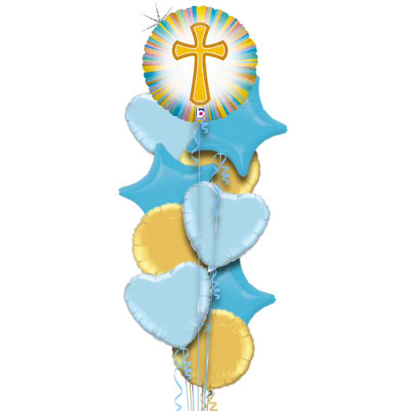 Gold Cross Inflated Foil Balloon Bouquet