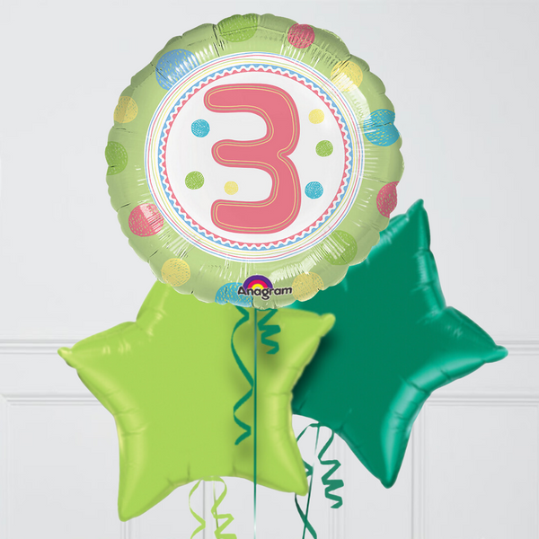 3rd Birthday Fairy Green Balloon Bouquet
