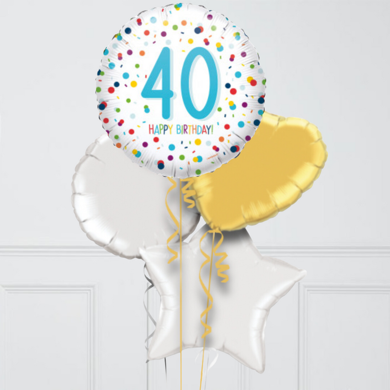 40th Birthday Colourful Foil Balloon Bunch
