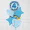 4th Birthday Blue Galaxy Inflated Foil Balloon Bunch