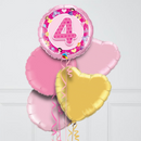 4th Birthday Fairy Pink Inflated Foil Balloon Bunch