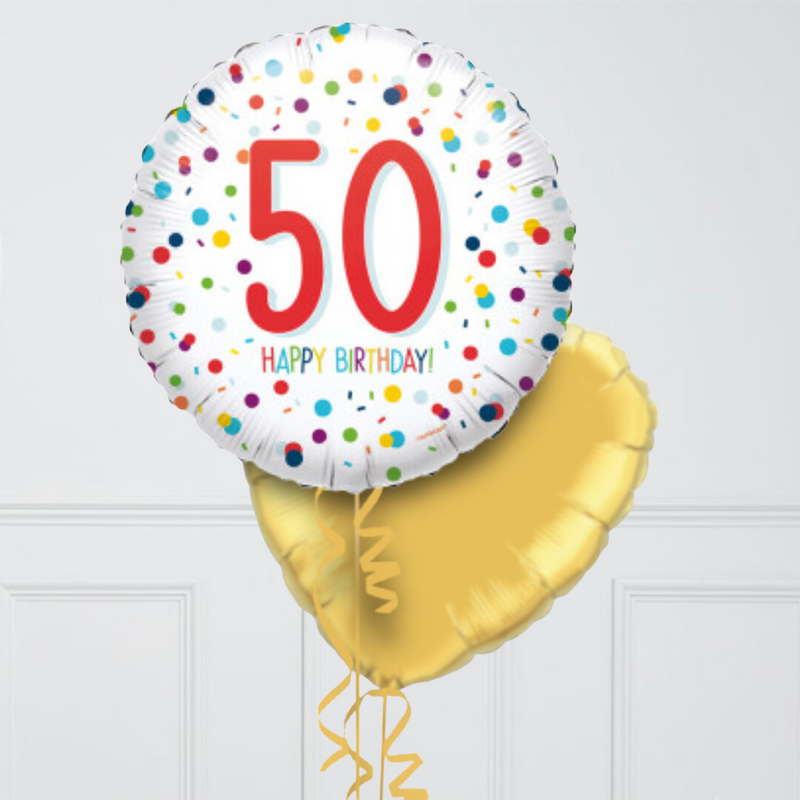 50th Birthday Colourful Foil Balloon Bunch