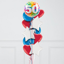 50th Birthday Rainbow Confetti Inflated Foil Balloon Bunch