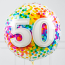 50th Birthday Rainbow Confetti Inflated Foil Balloon Bunch