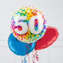 50th Birthday Rainbow Confetti Inflated Foil Balloon Bunch