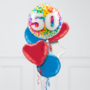 50th Birthday Rainbow Confetti Inflated Foil Balloon Bunch