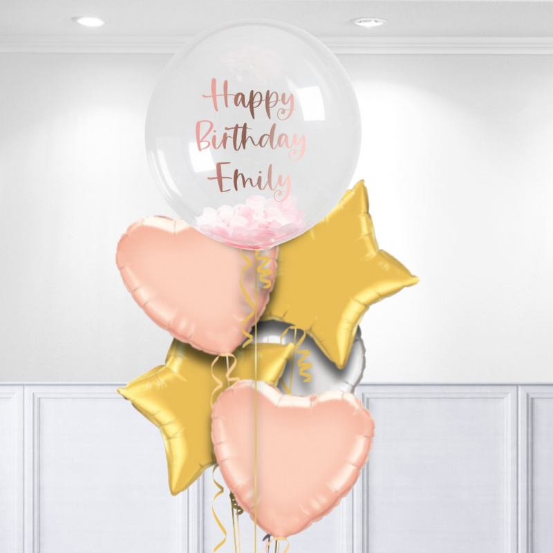 Rose Pink Bubble Balloon Bunch