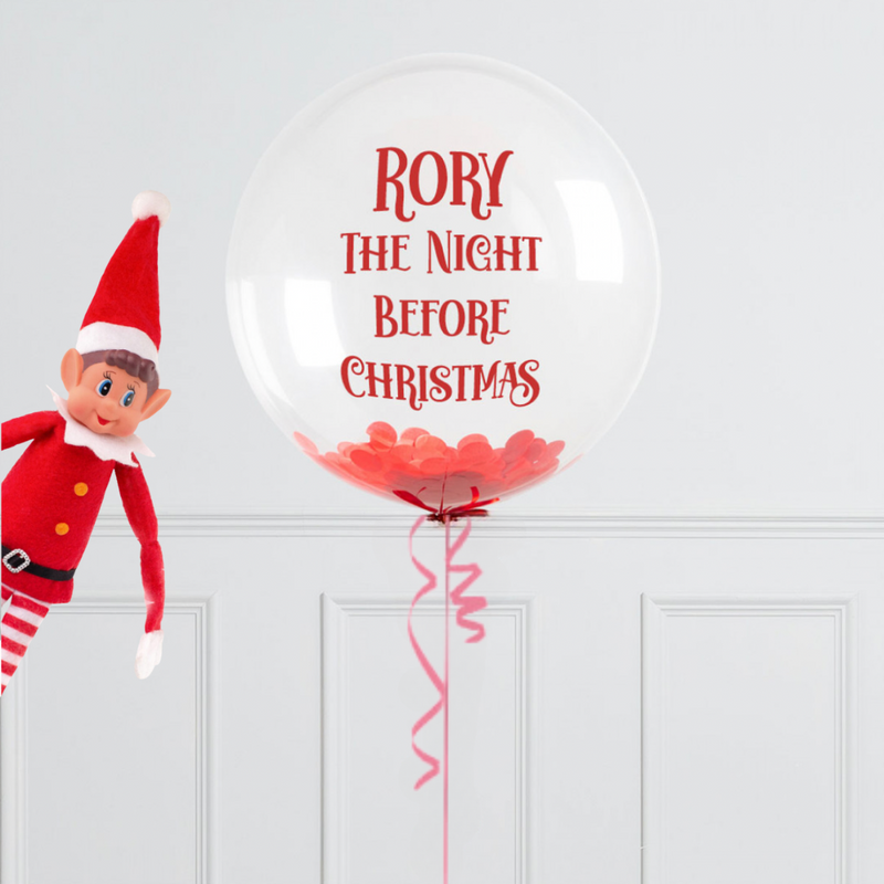 Elf & Personalised Christmas Confetti Balloon