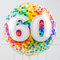 60th Birthday Rainbow Confetti Inflated Foil Balloon Bunch
