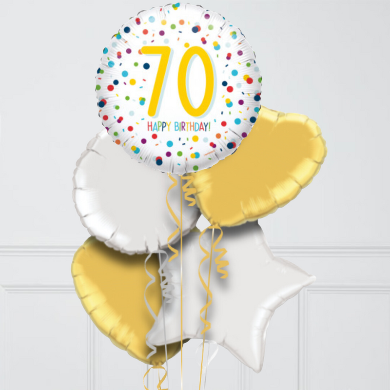70th Birthday Colourful Foil Balloon Bunch