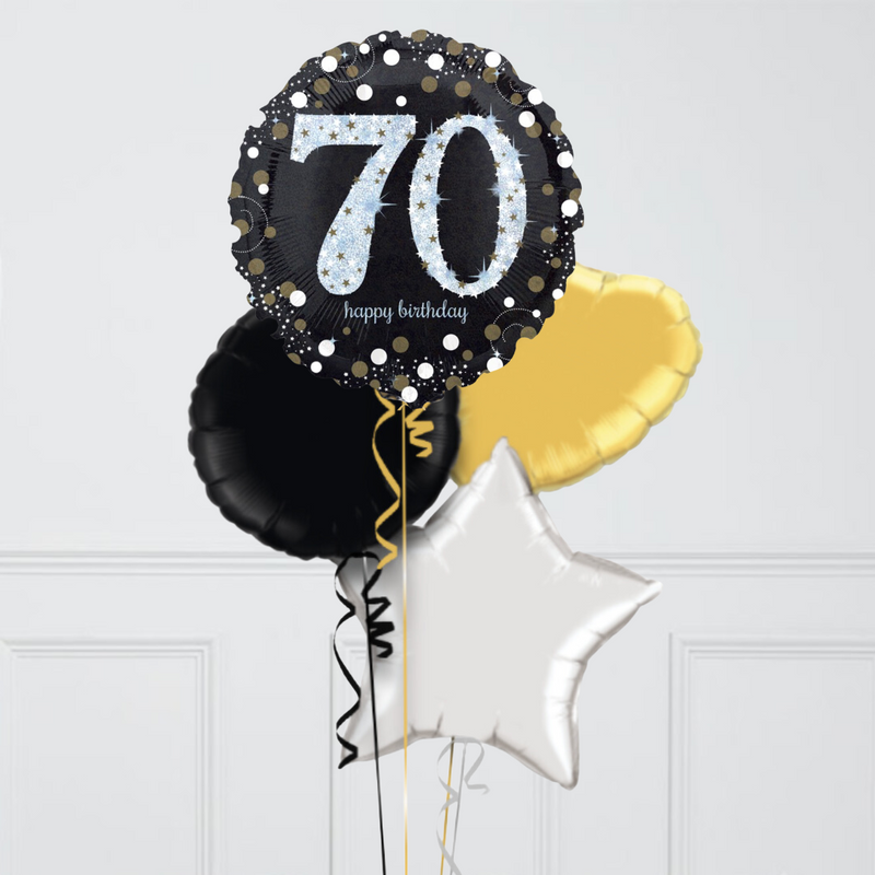 70th Birthday Elegant Sparkles Foil Balloon Bunch