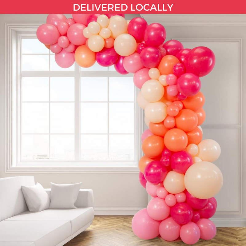 Flamingo Pink Asymmetric Balloon Arch