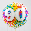 90th Birthday Rainbow Confetti Inflated Foil Balloon Bunch